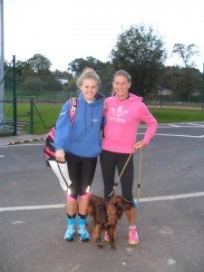 Jenny Hastings with her daughter on day 300 of her year's running challenge