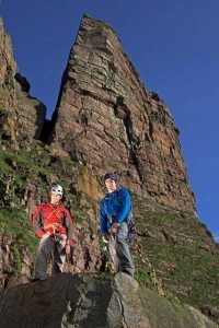 Climbers Dave McLeod and Andy Turner at St John's head, Orkney. Pic credit: Lukaz Warzecha.