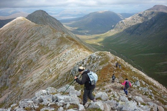 Linlithgow Ramblers on Buachaille Etive Beag. (The  descent of Stob Dubh.)