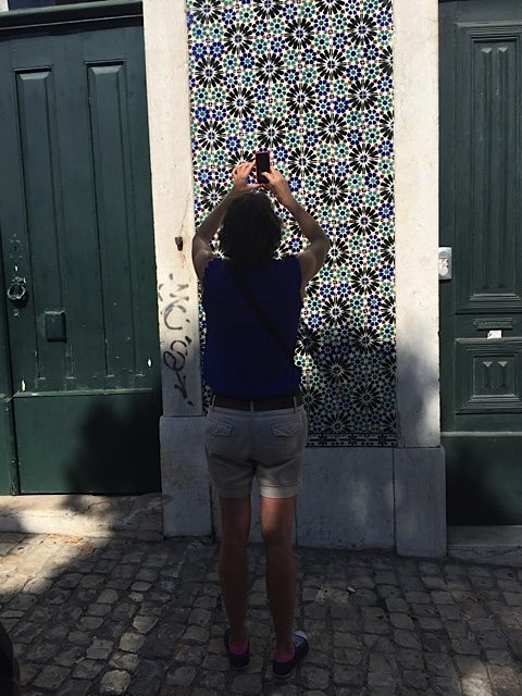 Tiles and tiles: Vicky taking a tiles photo!