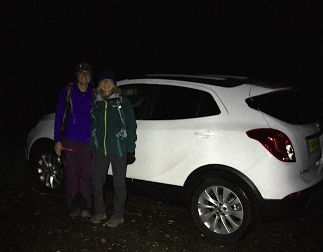 Start of the walk. Fiona, Yvonne and the lovely Vauxhall MOKKAX 4x4! 