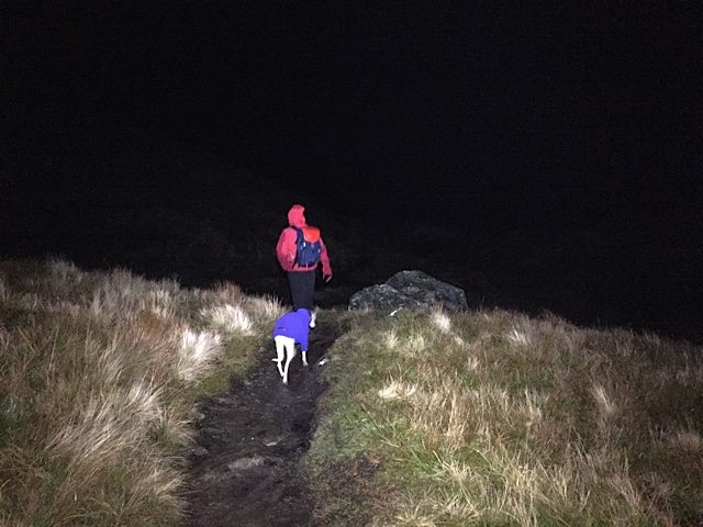 Wearing the gloves on a chilly night-time walk of ben Lomond.
